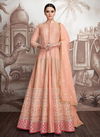 Peach Colour Fancy Designer Latest Wedding Wear Heavy Faux Georgette with worked Stylish Beautifull Gown Collection 1002